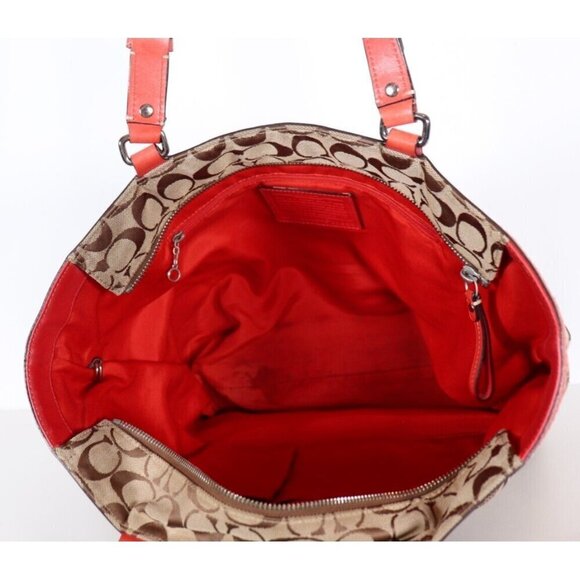 Coach Unisex Large Tan Orange Signature Hamptons Book Tote Bag Monogram Purse - Picture 5 of 12